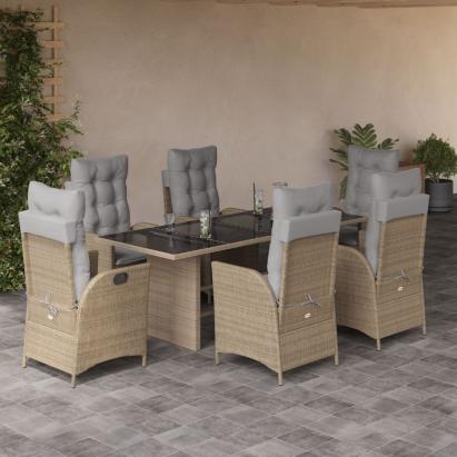 Set mobilier pentru grădină, 7 piese, cu perne, bej, poliratan GartenMobel Dekor