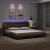Cadru de pat cu lumini LED, maro, 200x200 cm, piele ecologică GartenMobel Dekor