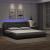 Cadru de pat cu lumini LED, gri, 200x200 cm, piele ecologică GartenMobel Dekor