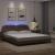 Cadru de pat cu lumini LED, maro, 180x200 cm, piele ecologică GartenMobel Dekor