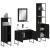 Set dulapuri de baie, 4 piese, negru, lemn prelucrat GartenMobel Dekor
