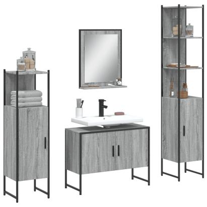 Set dulapuri de baie, 4 piese, gri sonoma, lemn prelucrat GartenMobel Dekor