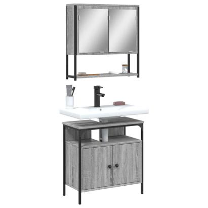 Set mobilier de baie, 2 piese, gri sonoma, lemn prelucrat GartenMobel Dekor