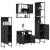 Set mobilier de baie, 4 piese, negru, lemn prelucrat GartenMobel Dekor