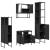 Set mobilier de baie, 4 piese, negru, lemn prelucrat GartenMobel Dekor