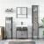 Set mobilier de baie, 4 piese, gri sonoma, lemn prelucrat GartenMobel Dekor