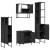 Set mobilier de baie, 4 piese, negru, lemn prelucrat GartenMobel Dekor