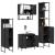 Set mobilier de baie, 4 piese, negru, lemn prelucrat GartenMobel Dekor
