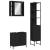 Set dulapuri de baie, 3 piese, negru, lemn prelucrat GartenMobel Dekor