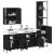 Set dulapuri de baie, 4 piese, negru, lemn prelucrat GartenMobel Dekor