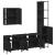 Set dulapuri de baie, 4 piese, negru, lemn prelucrat GartenMobel Dekor