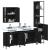 Set dulapuri de baie, 4 piese, negru, lemn prelucrat GartenMobel Dekor