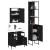 Set mobilier de baie, 3 piese, negru, lemn compozit GartenMobel Dekor