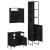 Set mobilier de baie, 3 piese, negru, lemn compozit GartenMobel Dekor