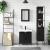 Set mobilier de baie, 3 piese, negru, lemn compozit GartenMobel Dekor