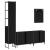 Set mobilier de baie, 4 piese, negru, lemn prelucrat GartenMobel Dekor