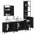 Set mobilier de baie, 4 piese, negru, lemn prelucrat GartenMobel Dekor