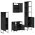 Set mobilier de baie, 4 piese, negru, lemn prelucrat GartenMobel Dekor