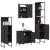 Set mobilier de baie, 4 piese, negru, lemn prelucrat GartenMobel Dekor