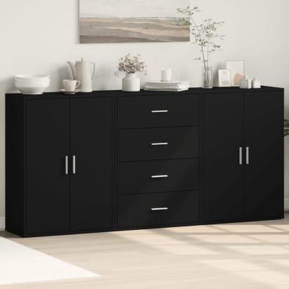 Dulapuri, 3 buc., negru, 60x31x84 cm, lemn prelucrat GartenMobel Dekor