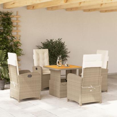 Set mobilier de grădină cu perne, 5 piese, bej, poliratan GartenMobel Dekor