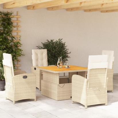 Set mobilier de grădină cu perne, 5 piese, bej, poliratan GartenMobel Dekor