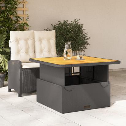 Set mobilier de grădină cu perne, 2 piese, negru, poliratan GartenMobel Dekor