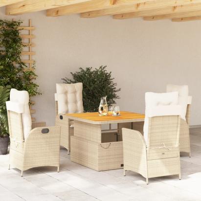 Set mobilier de grădină cu perne, 5 piese, bej, poliratan GartenMobel Dekor