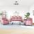 Set de canapele cu perne, 3 piese, roz, catifea GartenMobel Dekor