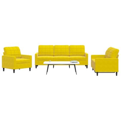 Set de canapele cu perne, 3 piese, galben, catifea GartenMobel Dekor