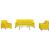 Set de canapele cu perne/rulouri, 3 piese, galben, catifea GartenMobel Dekor