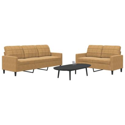 Set de canapele cu perne, 2 piese, maro, catifea GartenMobel Dekor