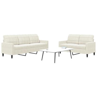 Set de canapele cu perne, 2 piese, crem, catifea GartenMobel Dekor