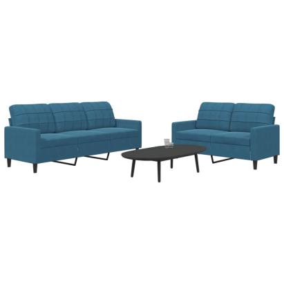 Set de canapele cu perne, 2 piese, albastru, catifea GartenMobel Dekor