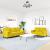 Set de canapele cu perne/rulouri, 2 piese, galben, catifea GartenMobel Dekor