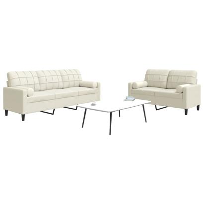 Set de canapele cu perne/rulouri, 2 piese, crem, catifea GartenMobel Dekor