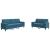 Set de canapele cu perne/rulouri, 2 piese, albastru, catifea GartenMobel Dekor