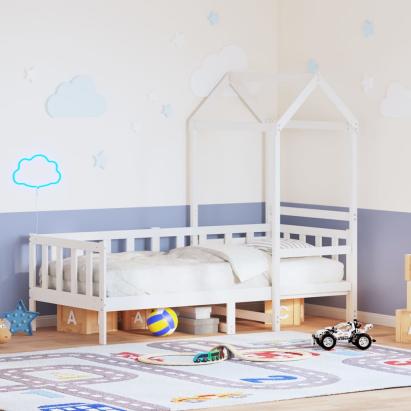 Pat de zi cu acoperiș, alb, 80x200 cm, lemn masiv de pin GartenMobel Dekor