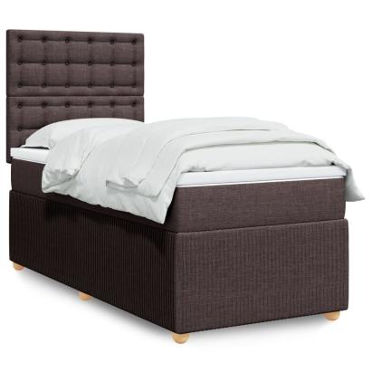 Pat box spring cu saltea, maro închis, 80x200 cm, textil GartenMobel Dekor