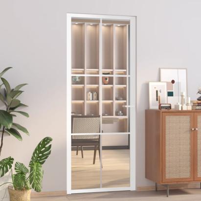 Ușă de interior, 83x201,5 cm, alb, sticlă ESG și aluminiu GartenMobel Dekor
