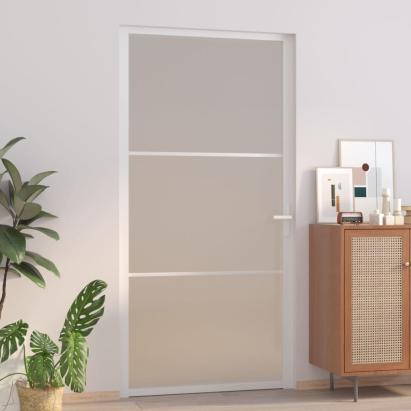 Ușă de interior, 102,5x201,5 cm, alb, sticlă mată și aluminiu GartenMobel Dekor