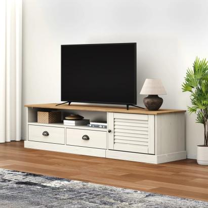 Comodă TV VIGO, alb, 156x40x40 cm, lemn masiv de pin GartenMobel Dekor