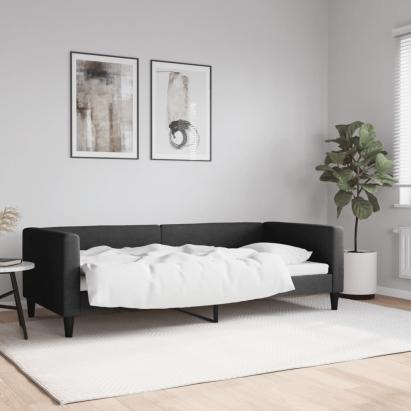 Pat de zi, negru, 90x200 cm, material textil GartenMobel Dekor
