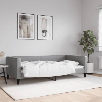 Cadru de pat, gri deschis, 100 x 200 cm, material textil GartenMobel Dekor
