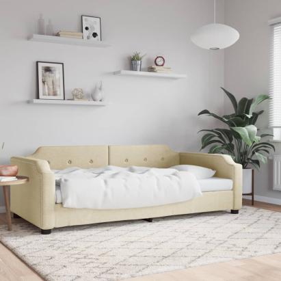 Cadru de pat, crem, 100 x 200 cm, material textil GartenMobel Dekor