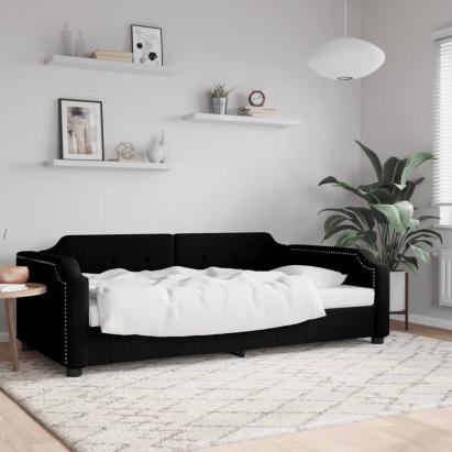Cadru de pat, negru, 90x190 cm, material textil GartenMobel Dekor