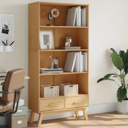Bibliotecă cu 4 niveluri „OLDEN”, maro, lemn masiv de pin GartenMobel Dekor