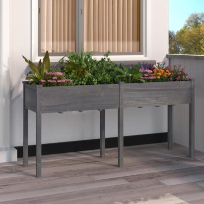 Jardinieră cu căptușeală, gri, 161x45x76 cm, lemn masiv brad GartenMobel Dekor