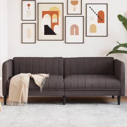 Canapea cu 3 locuri, maro închis, material textil GartenMobel Dekor