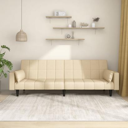 Canapea extensibilă cu 2 locuri, 2 perne, crem, textil GartenMobel Dekor